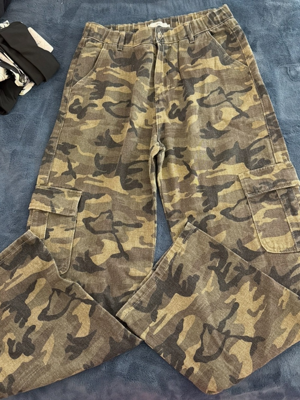 Womens Camo Cargo Pants - Olive Green